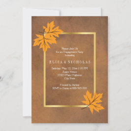 Orangefarbener Ahorn verlasse braune Hochzeitsfeie Einladung