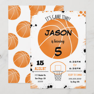 Orangefarbener Basketball Einladung