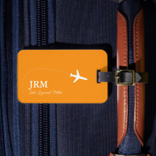 Orangefarbener BeutelTag für Flugzeugreisen Gepäckanhänger