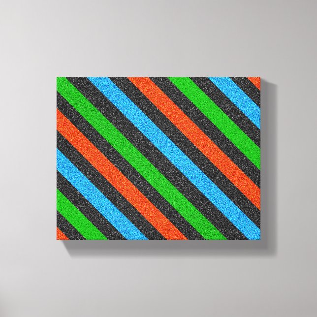 Orangefarbener, blauer, grüner, schwarzer Glitzer  Leinwanddruck (Vorderseite)