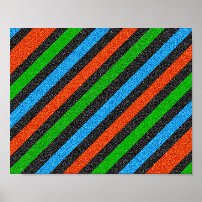 Orangefarbener, blauer, grüner, schwarzer Glitzer  Poster (Vorne)