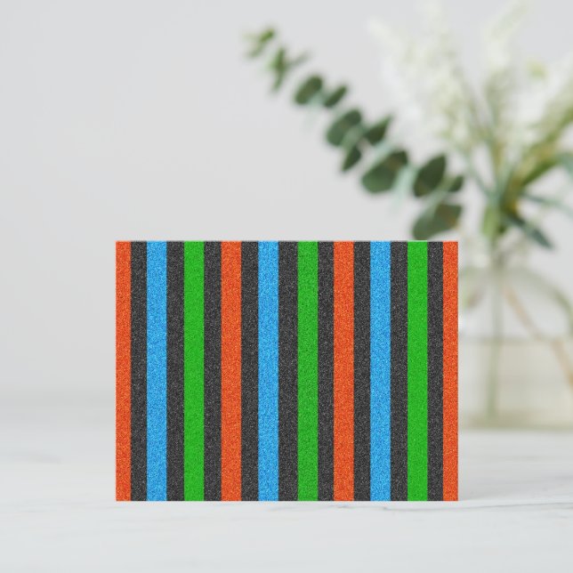 Orangefarbener, blauer, grüner, schwarzer Glitzer  Postkarte (Stehend Vorderseite)