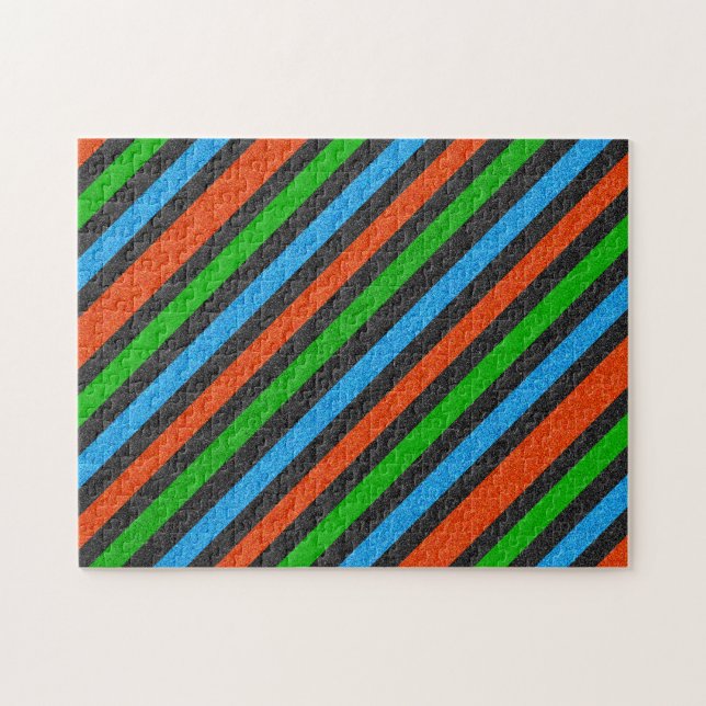Orangefarbener, blauer, grüner, schwarzer Glitzer  Puzzle (Horizontal)