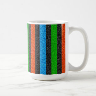 Orangefarbener, blauer, grüner, schwarzer Glitzer  Tasse