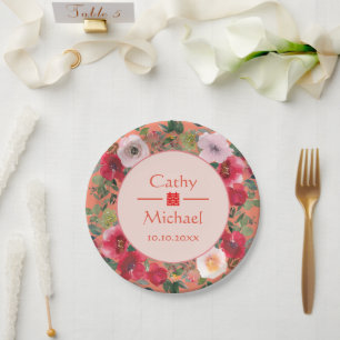 Orangefarbener Blumenkranz moderne chinesische Hoc Pappteller