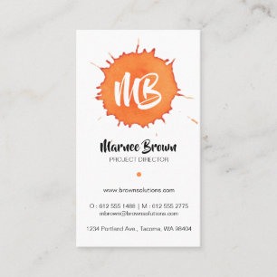 Orangefarbener Farbstift - Monogramm Visitenkarte