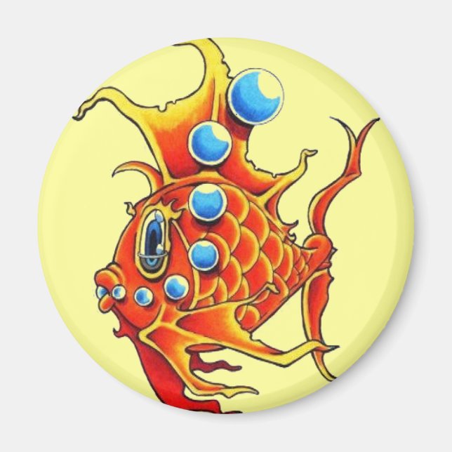 orangefarbener Fisch-Magnet Magnet (Vorne)