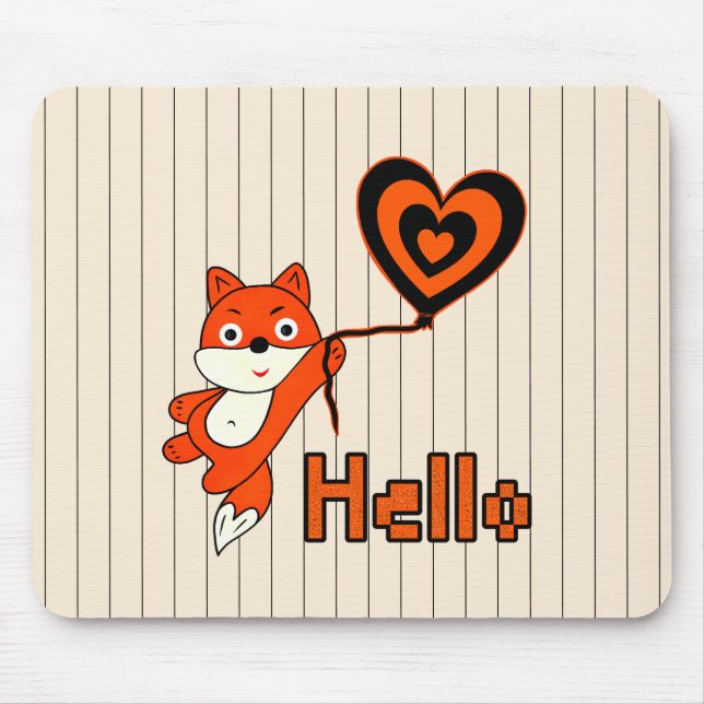 Orangefarbener Fuchs mit Herzgel-Mauspad Mousepad (Vorne)