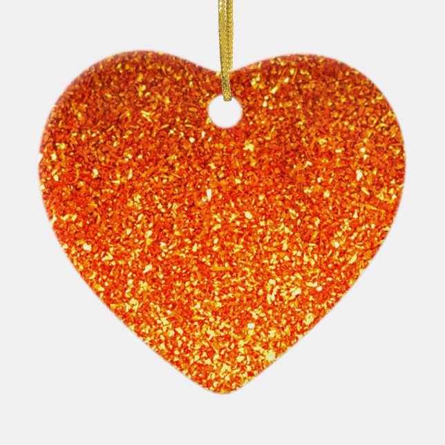 Orangefarbener funkelnd Glitzer Keramik Ornament (Vorne)