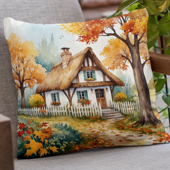 Orangefarbener Garten Hütte Herbst Kissen (Von Creator hochgeladen)