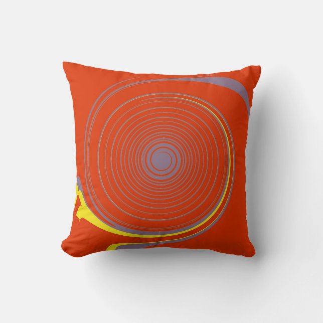 Orangefarbener gelber Swirl Retro Abstrakte Kunst Kissen (Vorderseite)
