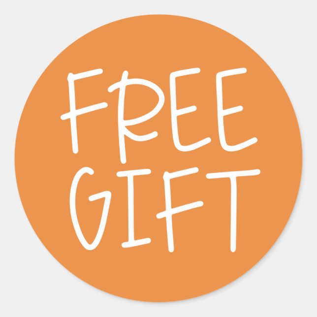 Orangefarbener Geschenksticker Runder Aufkleber (Vorderseite)
