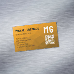 Orangefarbener Gradient geometrisches Mesh-Muster Magnetische Visitenkarte