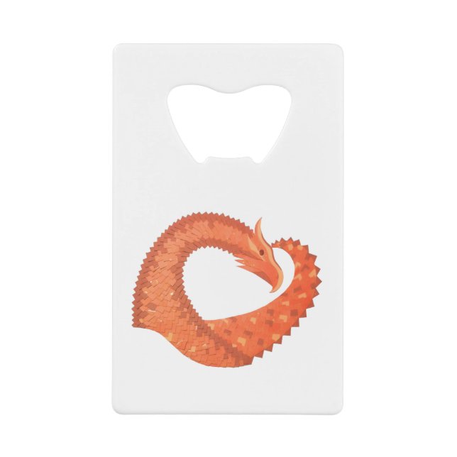 Orangefarbener Herzdrache Geldkarten Flaschenöffner (Vorderseite)