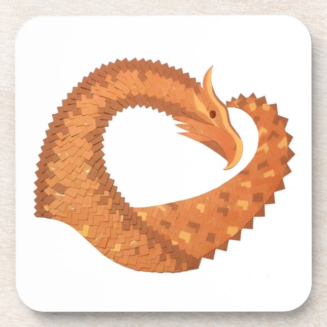 Orangefarbener Herzdrache in Weiß Untersetzer (Vorderseite)
