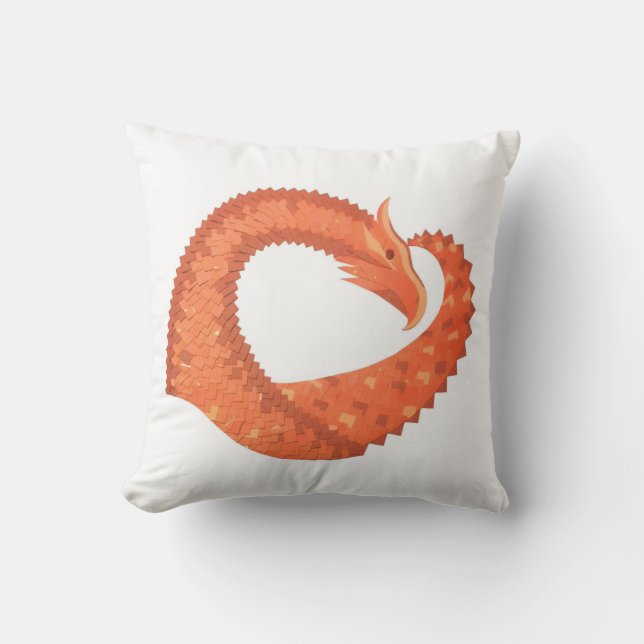 Orangefarbener Herzdrache Kissen (Vorderseite)