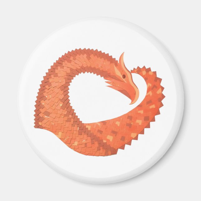 Orangefarbener Herzdrache Magnet (Vorne)