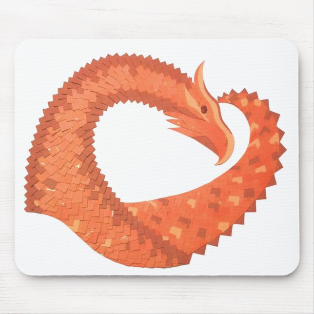 Orangefarbener Herzdrache Mousepad (Vorne)