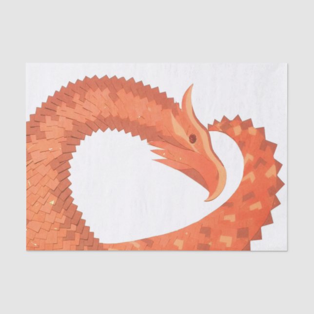 Orangefarbener Herzdrache Seidenpapier (Vorderseite)