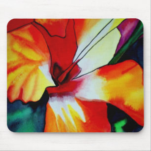 Orangefarbener Hibiskus Tropische Blume Aquarellku Mousepad