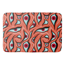 Orangefarbener Horror mit bösen Augen, dunkelrot Badematte