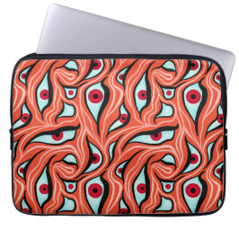 Orangefarbener Horror mit bösen Augen, dunkelrot Laptopschutzhülle