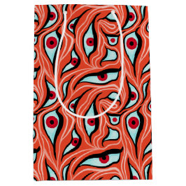 Orangefarbener Horror mit bösen Augen, dunkelrot Mittlere Geschenktüte