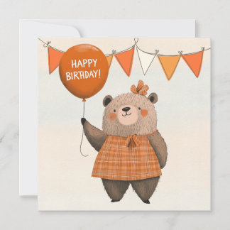 Orangefarbener Karierter Kleiderbär mit Haarbow Einladung