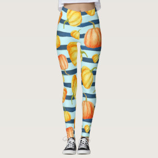 Orangefarbener Kürbis: Aquarelltöne. Leggings