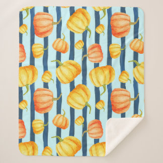 Orangefarbener Kürbis: Aquarelltöne. Sherpadecke