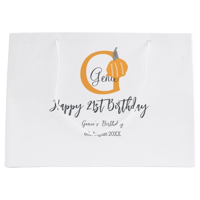 Orangefarbener Kürbis zum Herbst 21. grauer Fall Große Geschenktüte (Vorderseite)