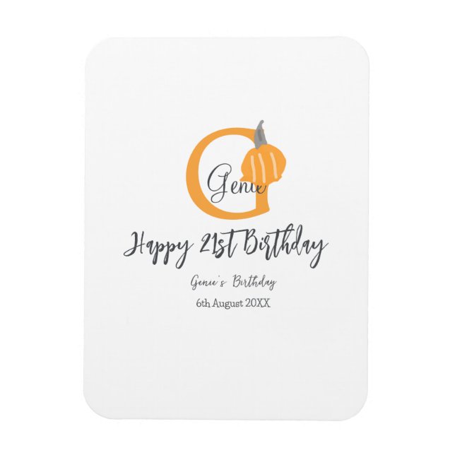 Orangefarbener Kürbis zum Herbst 21. grauer Fall Magnet (Vertikal)