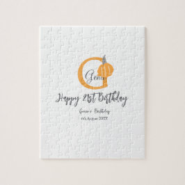 Orangefarbener Kürbis zum Herbst 21. grauer Fall Puzzle