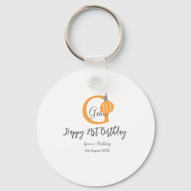 Orangefarbener Kürbis zum Herbst 21. grauer Fall Schlüsselanhänger (Vorderseite)