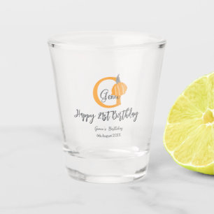 Orangefarbener Kürbis zum Herbst 21. grauer Fall Schnapsglas