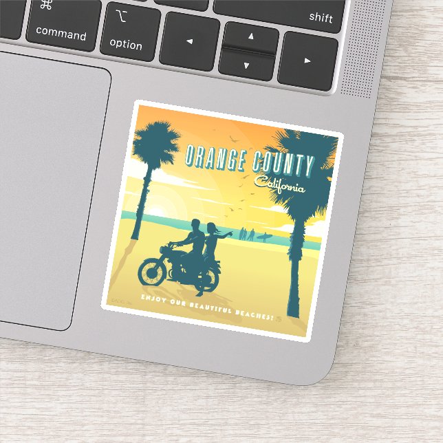 Orangefarbener Landkreis, kalifornische Strände Aufkleber (Detail)