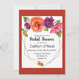 Orangefarbener, Lila rosafarbener Goldrahmen Einladung