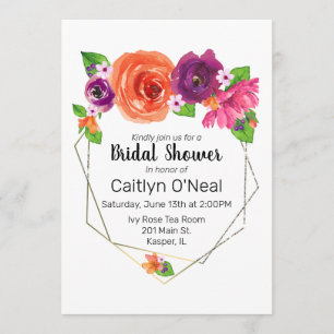 Orangefarbener, Lila rosafarbener Goldrahmen Einladung