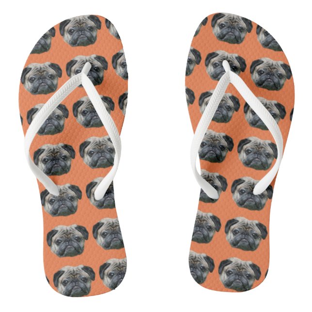 Orangefarbener Mops Flip Flops (Fußbett)