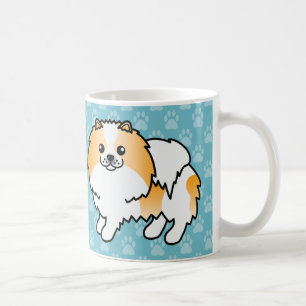 Orangefarbener Parti-Color Pomeranian Hund auf Bla Tasse
