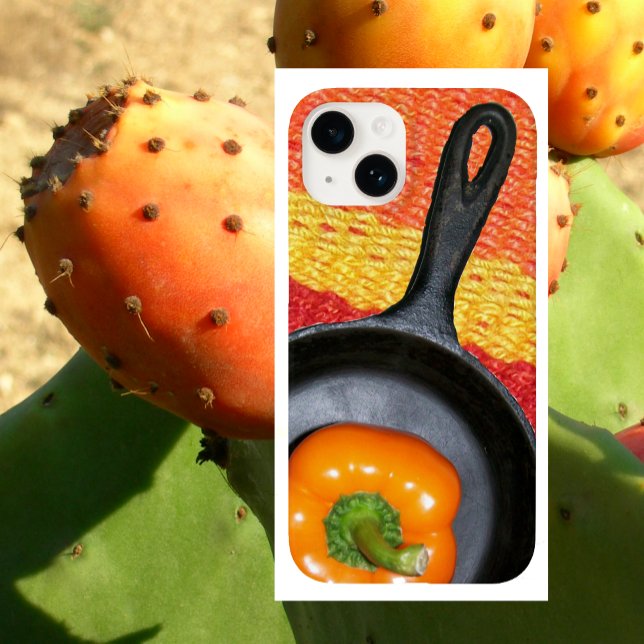 Orangefarbener Pfeffer in schwarzem Bratpfanne, fa Case-Mate iPhone Hülle (Von Creator hochgeladen)