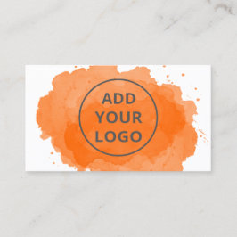 Orangefarbener Pinselstrich lädt Ihr Logo hoch Visitenkarte