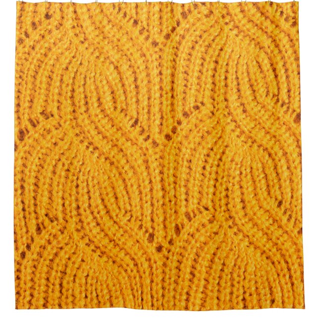 Orangefarbener Pullover, texturierter Hintergrund. Duschvorhang (Vorderseite)