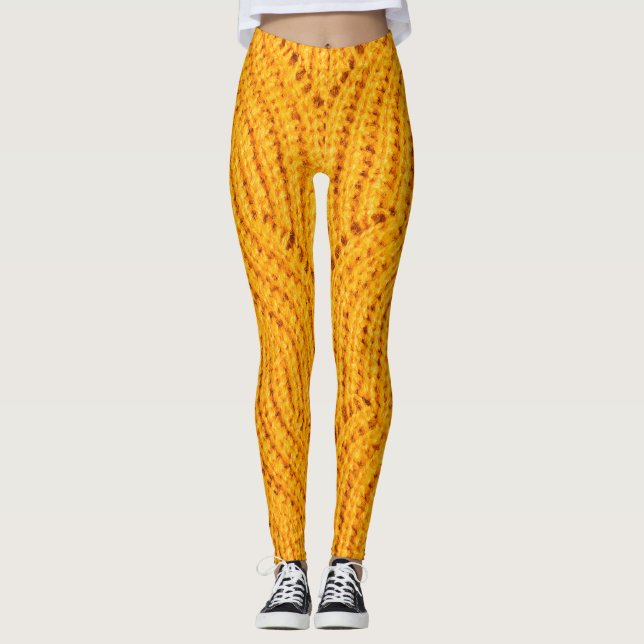 Orangefarbener Pullover, texturierter Hintergrund. Leggings (Vorderseite)