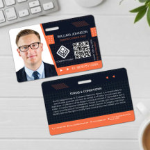 Orangefarbener QR-Code-Photoausweis | Mitarbeiter 