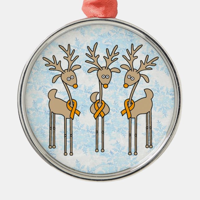 Orangefarbener Rentier Silbernes Ornament (Vorne)