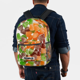 Orangefarbener Rotgummi Bonbons Zucker Maßgeschnei Bedruckter Rucksack