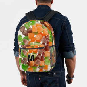 Orangefarbener Rotgummi Süßzucker Monogramm Bedruckter Rucksack