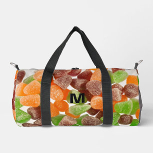 Orangefarbener Rotgummi Süßzucker Monogramm Duffle Bag