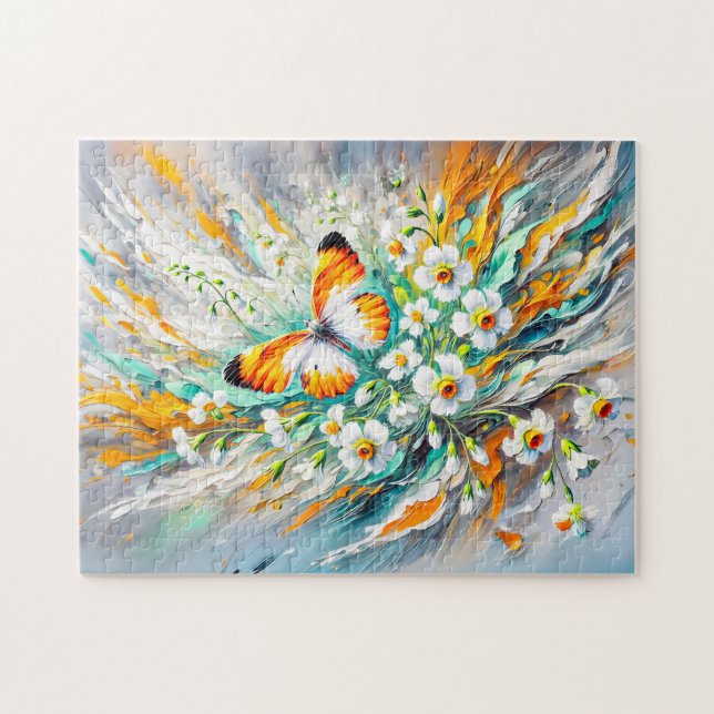 Orangefarbener Schmetterling mit Hülsenfrüchten Öl Puzzle (Horizontal)